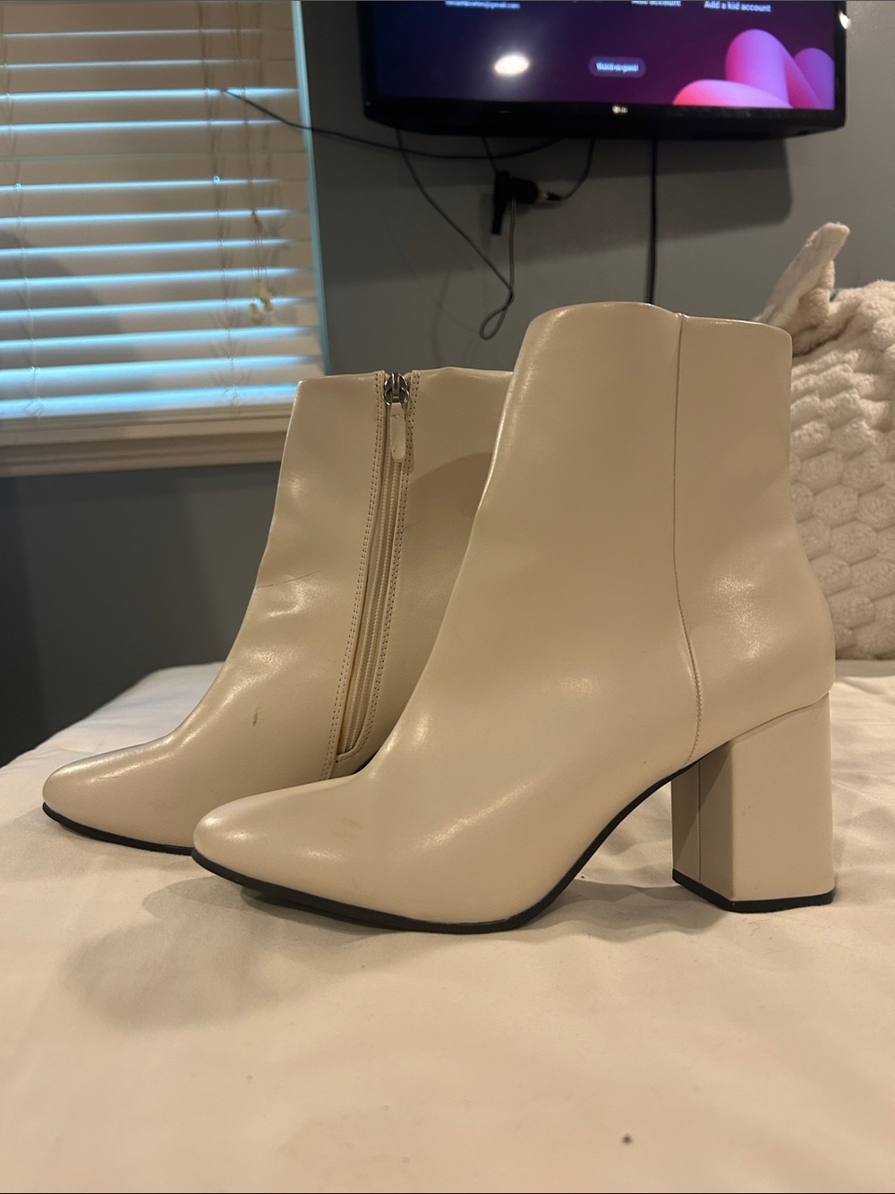 Altar'd State Ivory Block Heel Ankle Boots